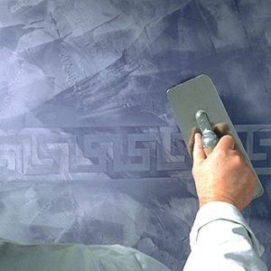 Malerarbeiten kreative Maltechniken von Malerbetrieb Schiffert blau gemusterte Wand